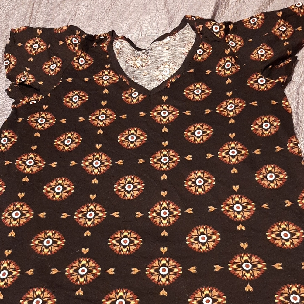 Floral Patterned Brown Women's Top